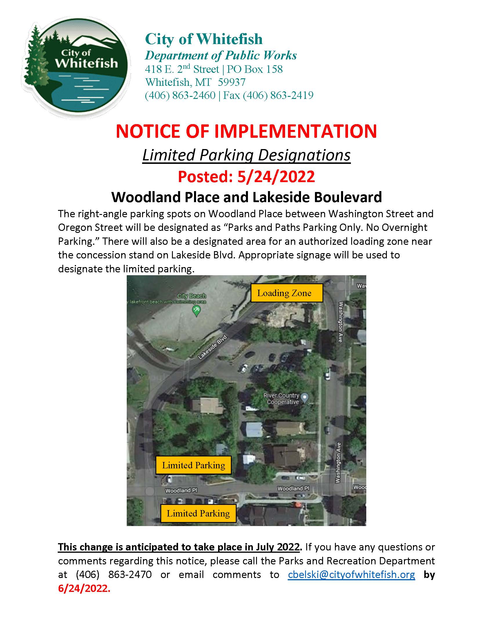 City Beach Notice of Parking Rules Change 5-2022