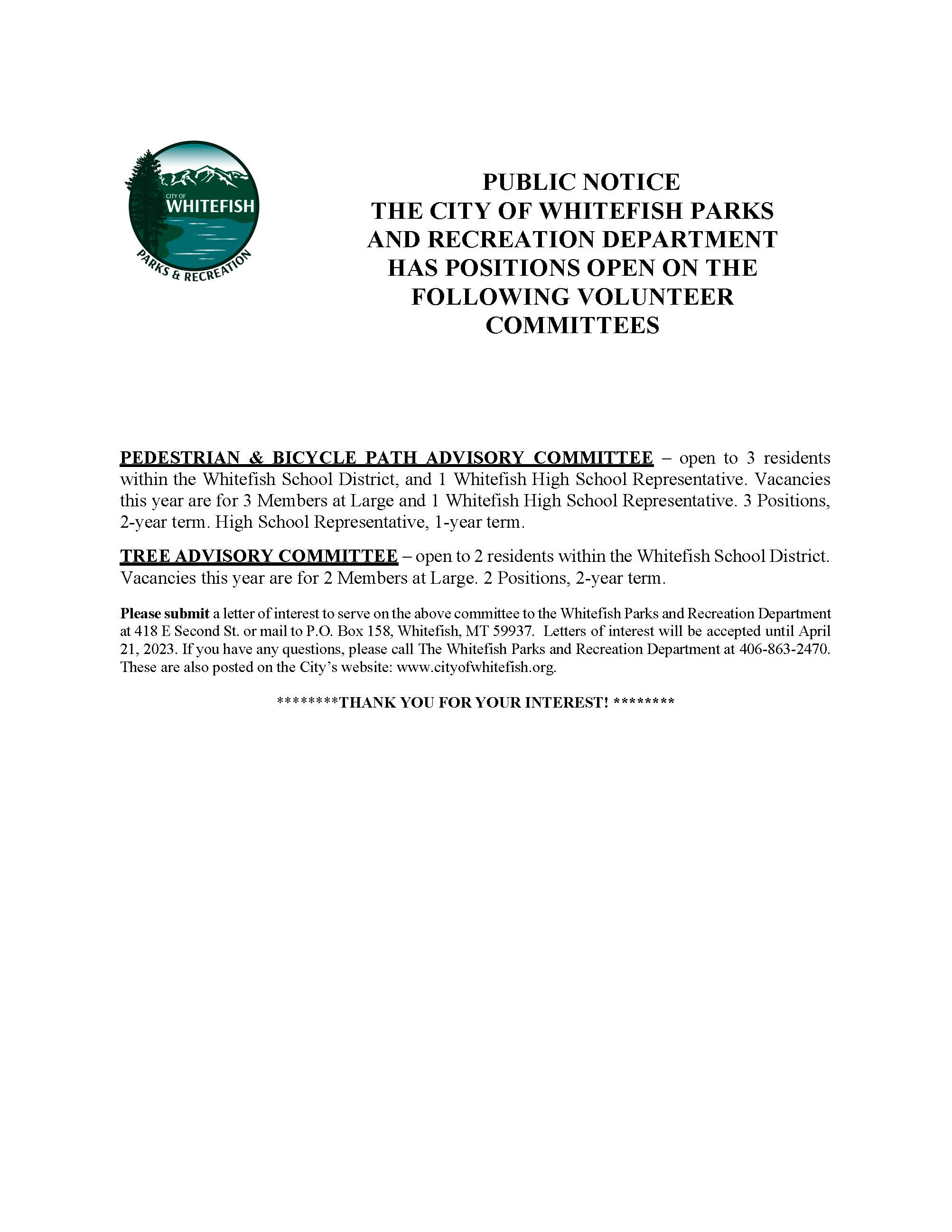 2023 Committee Vacancies