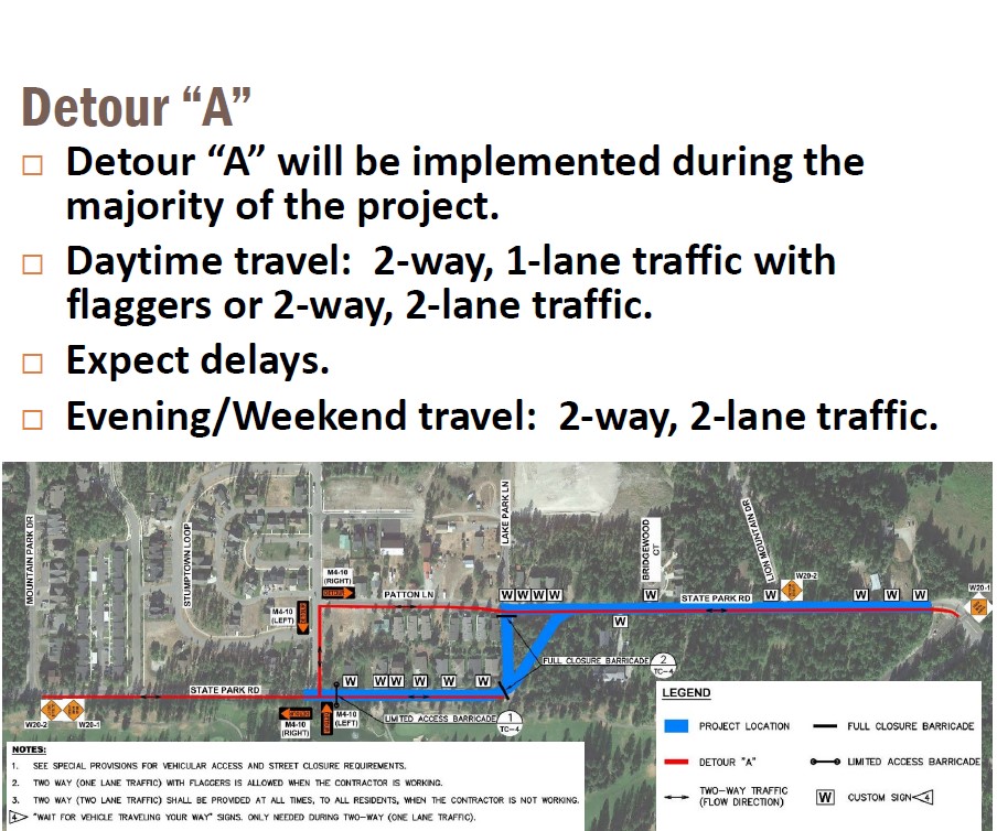 State Park Road Project Detour A Map